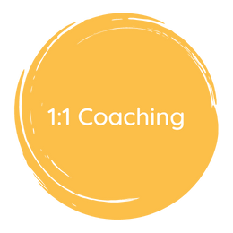 A yellow circle with 1:1 Coaching Centered in the Middle